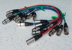 10 x XLR Patch Cables Two of Each Colour Red Green Blue Purple White